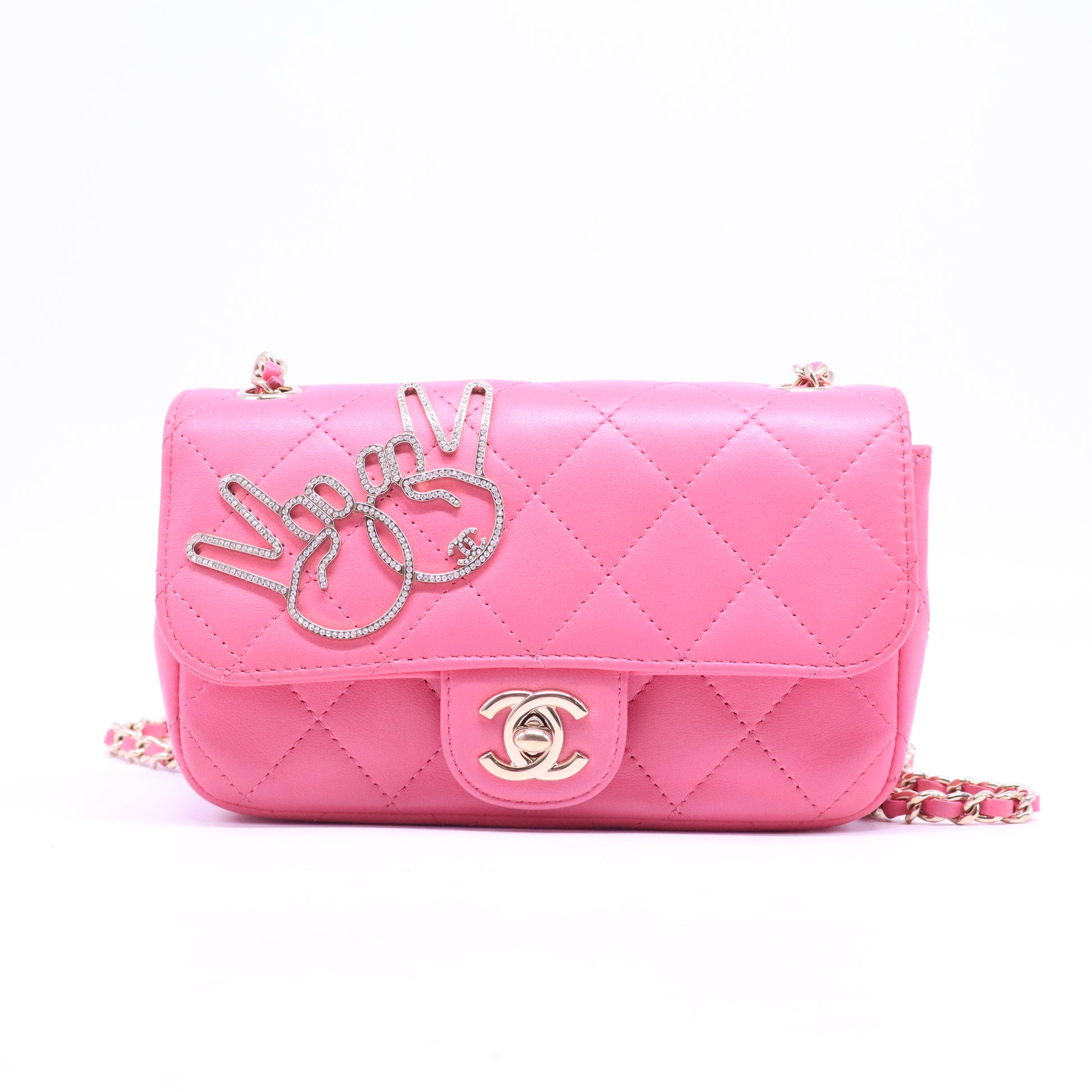Quilted Lambskin Leather Peace Mini Bag B20999