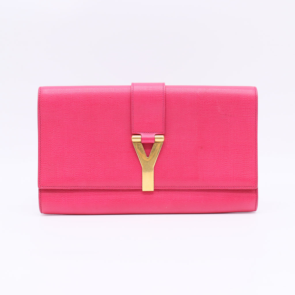 Calfskin Classic Y Ligne Clutch Fuchsia W22568