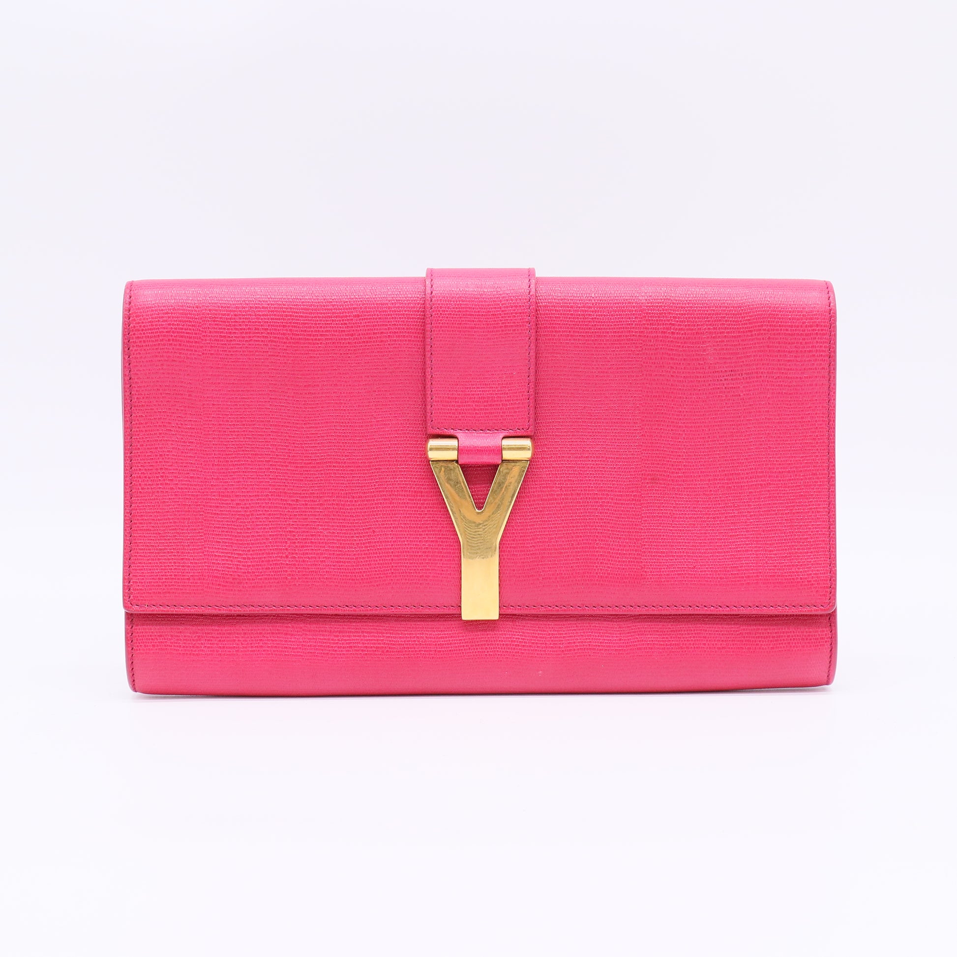 Calfskin Classic Y Ligne Clutch Fuchsia W22568