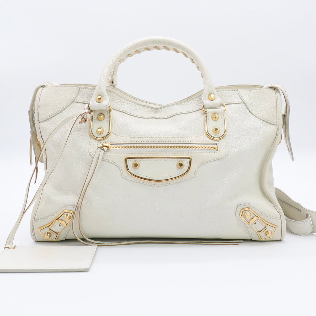 Chevre Gold Metallic Edge Hardware City White twins