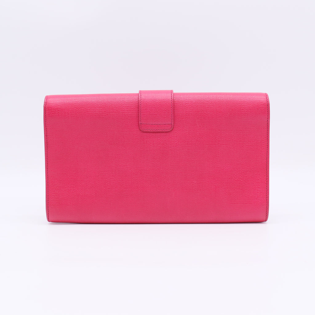 Calfskin Classic Y Ligne Clutch Fuchsia W22568