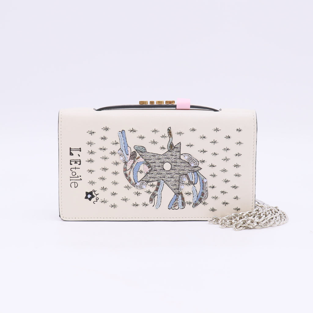 Dior Tarot Clutch White Leather Embroidered Star twins LDJ5567