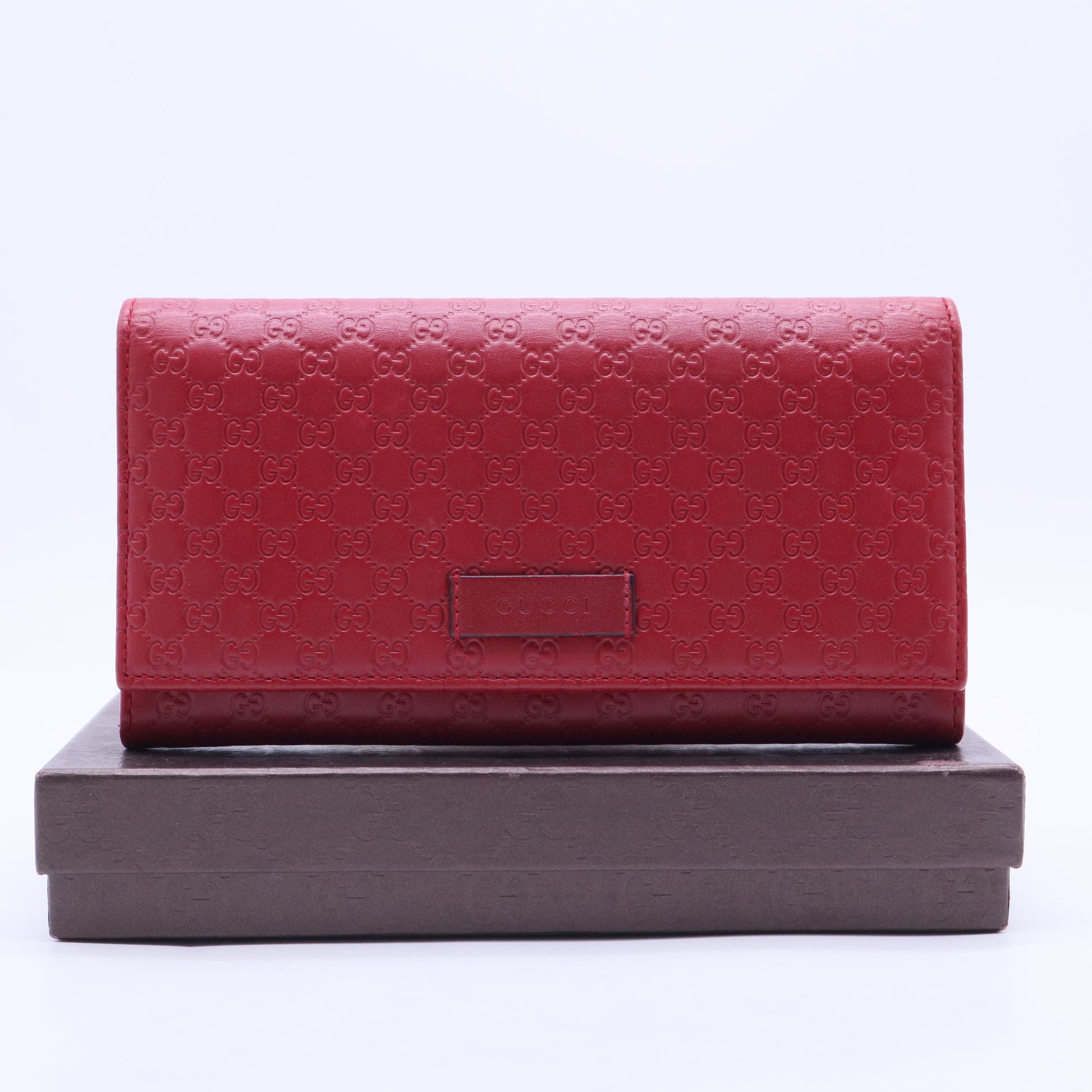 Red Micro Guccissima Leather Continental Flap Wallet W20335