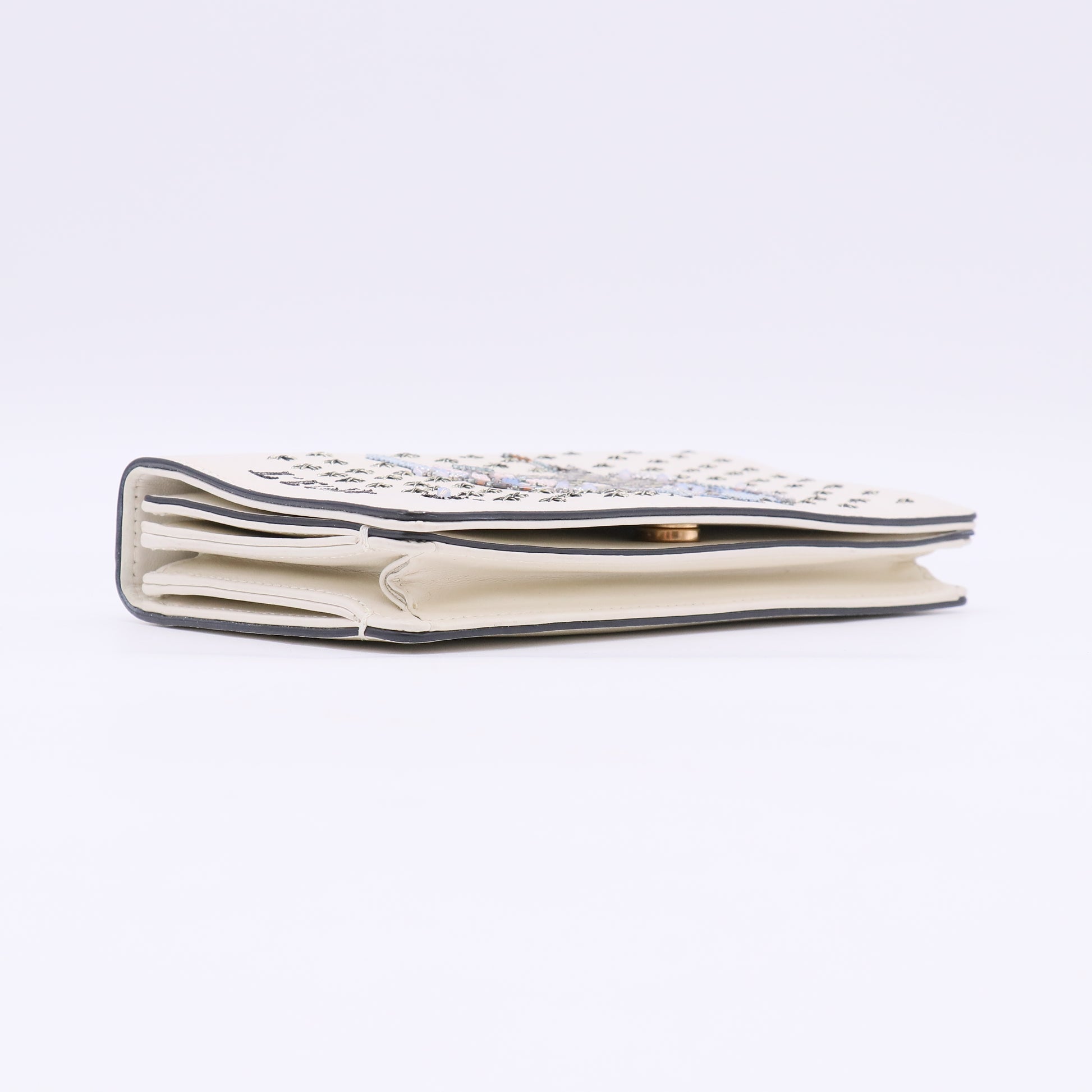 Dior Tarot Clutch White Leather Embroidered Star twins LDJ5567