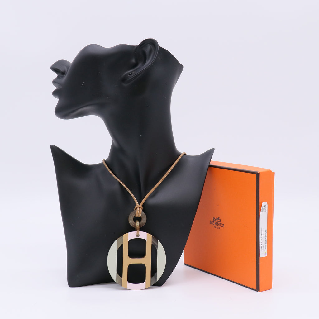 H Equipe Lacquered Horn Pendant On Leather Cord W22592
