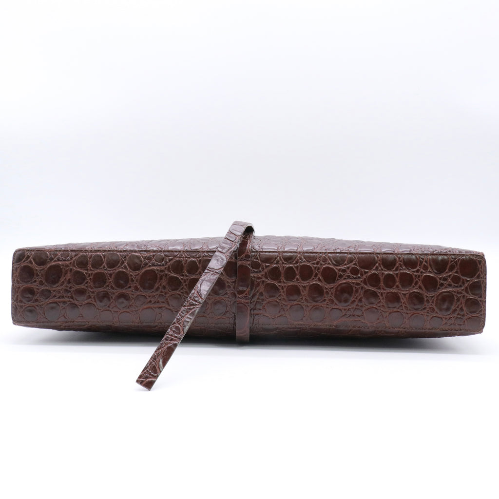 Large Cut Out Bag Brown Embossed Croc Leather Shoulder Unisex Handbag twins