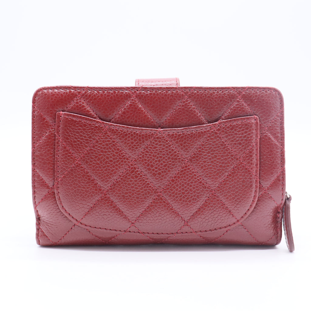 Caviar Quilted Zipped Pocket Wallet Red