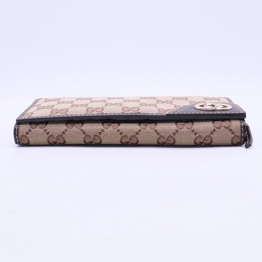 Brown GG Canvas and Leather Britt Continental Wallet W20334