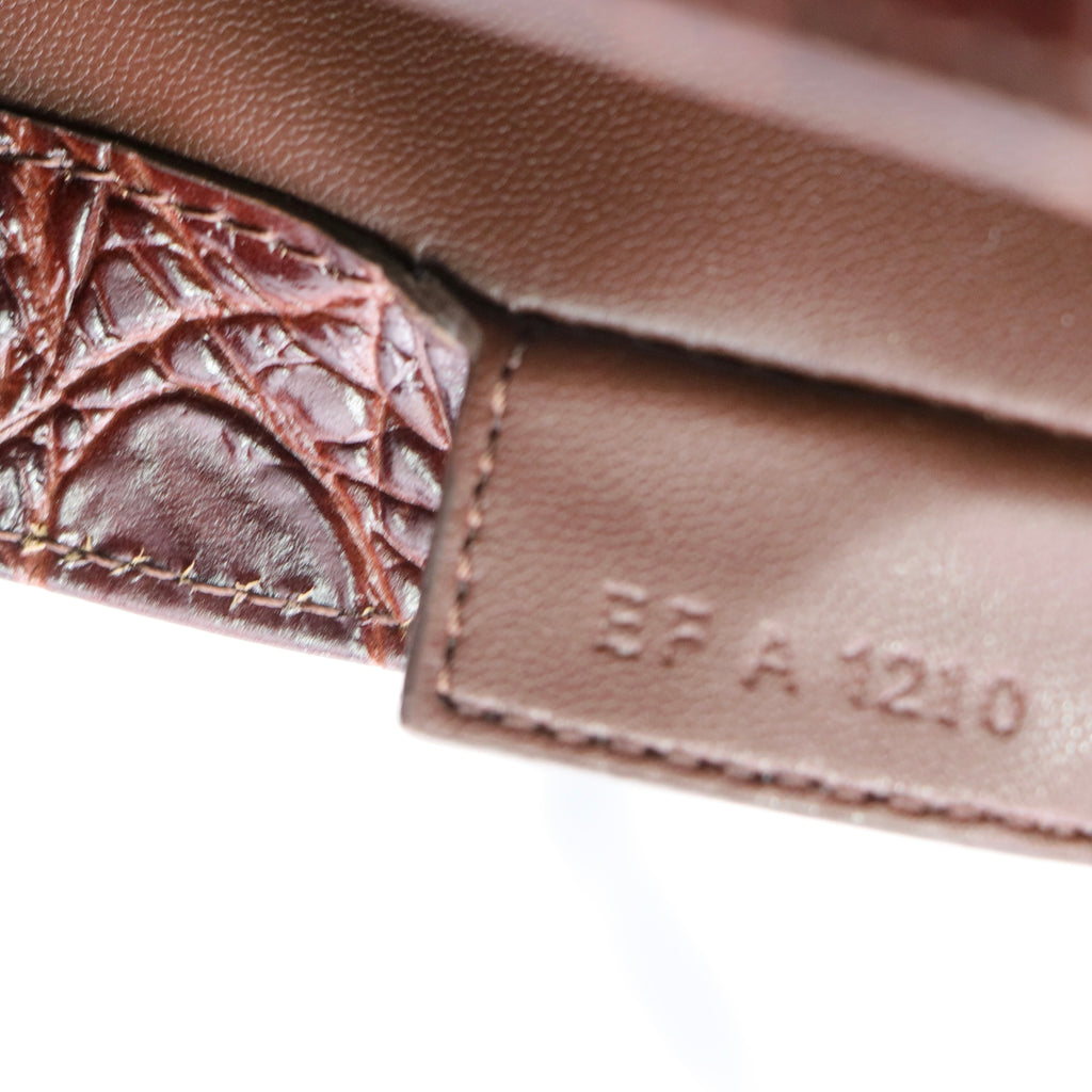 Large Cut Out Bag Brown Embossed Croc Leather Shoulder Unisex Handbag twins