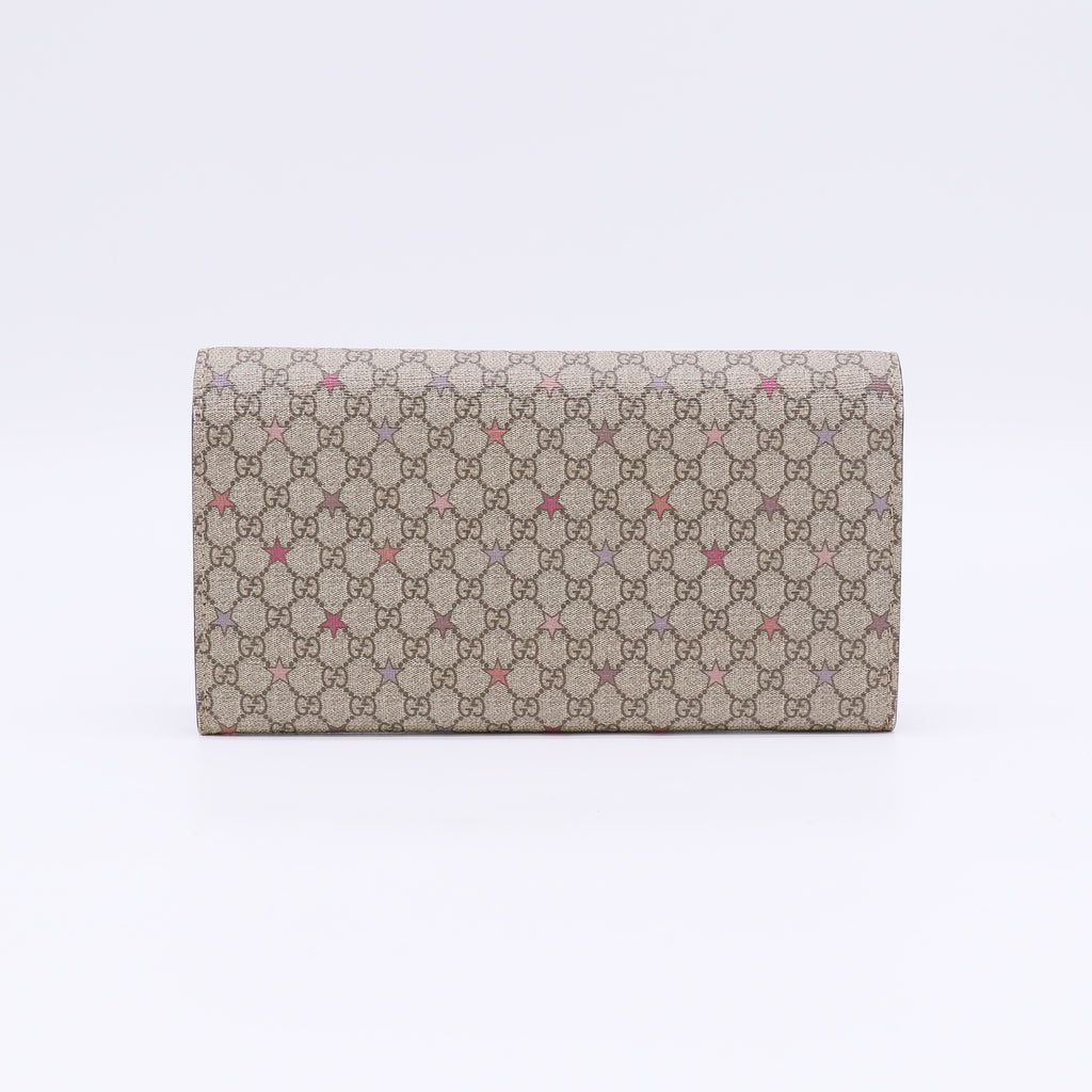 Gucci Beige/Brown GG Canvas Stars Print Continental Wallet W22595