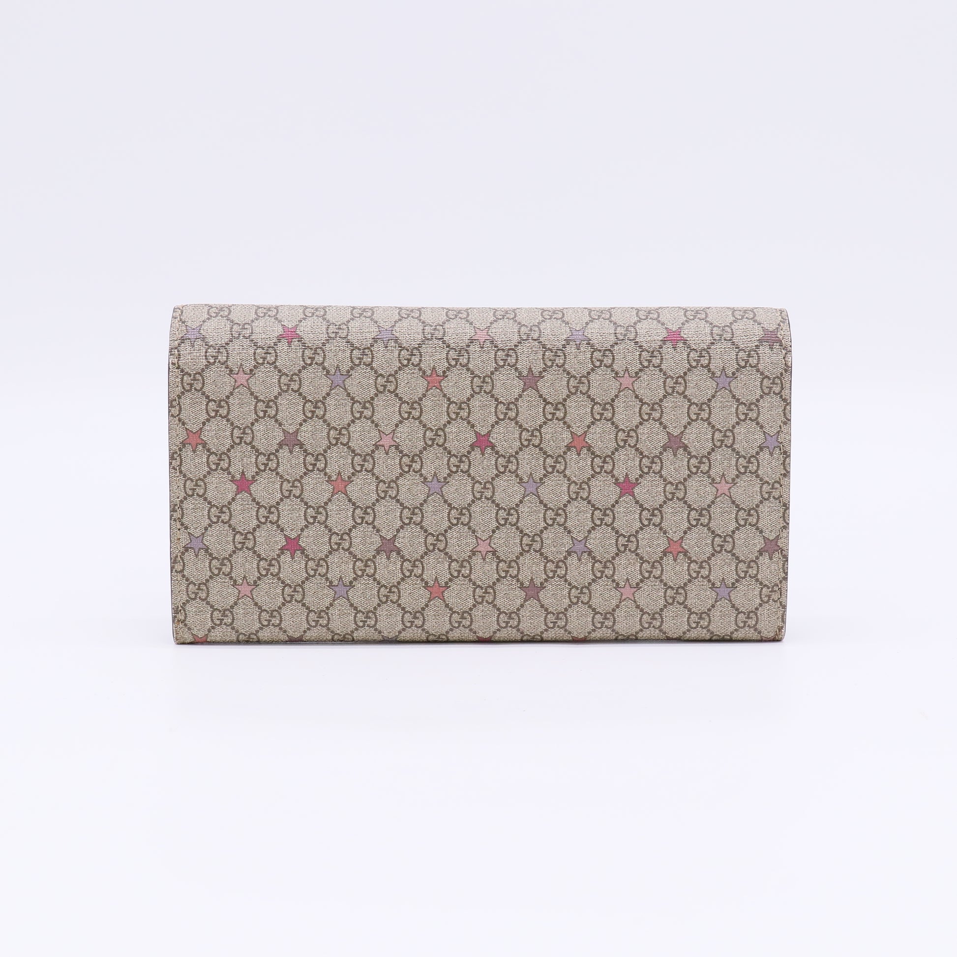 Gucci Beige/Brown GG Canvas Stars Print Continental Wallet W22595