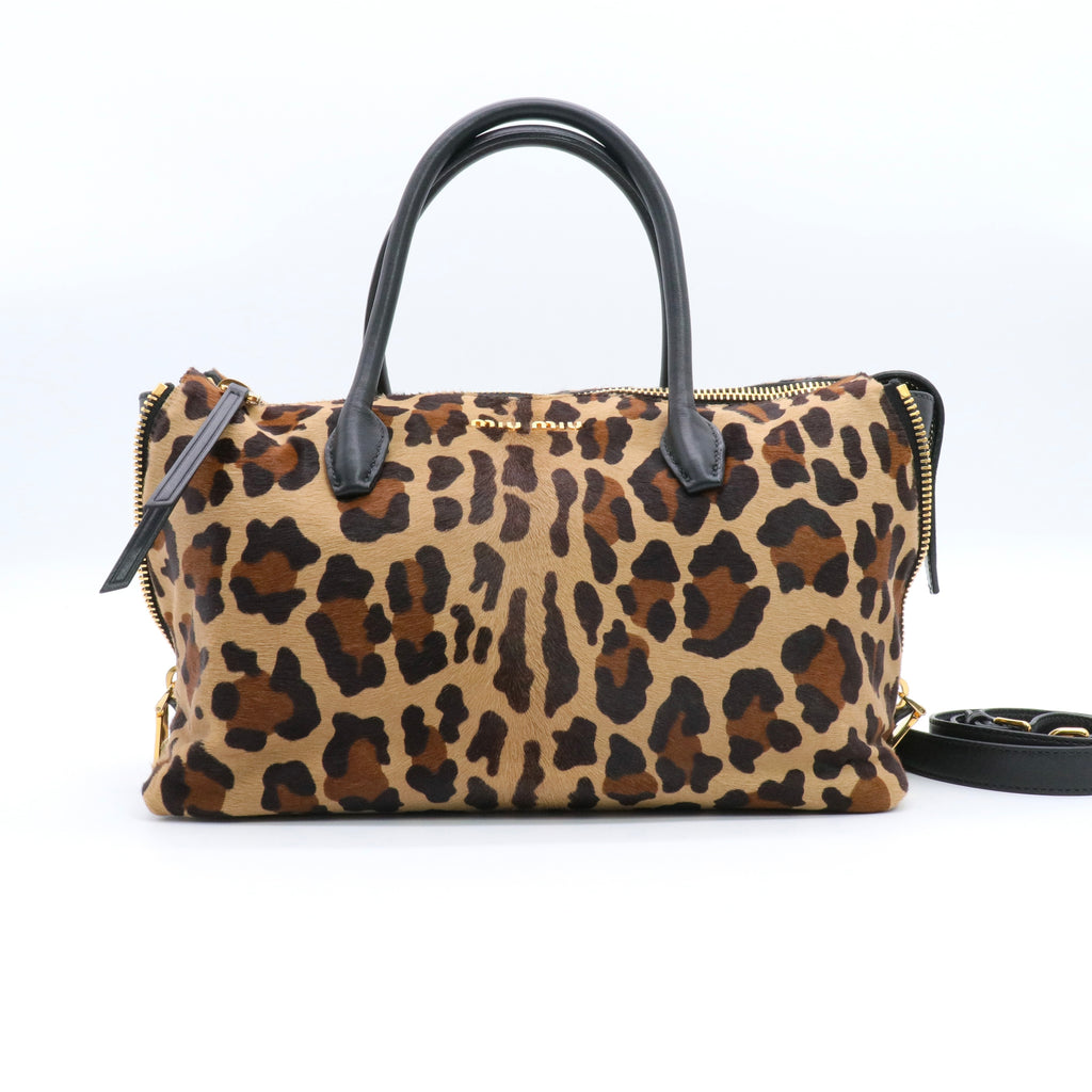 Cavallino Leopard-Print Calf Hair Small Bowler Bag twins