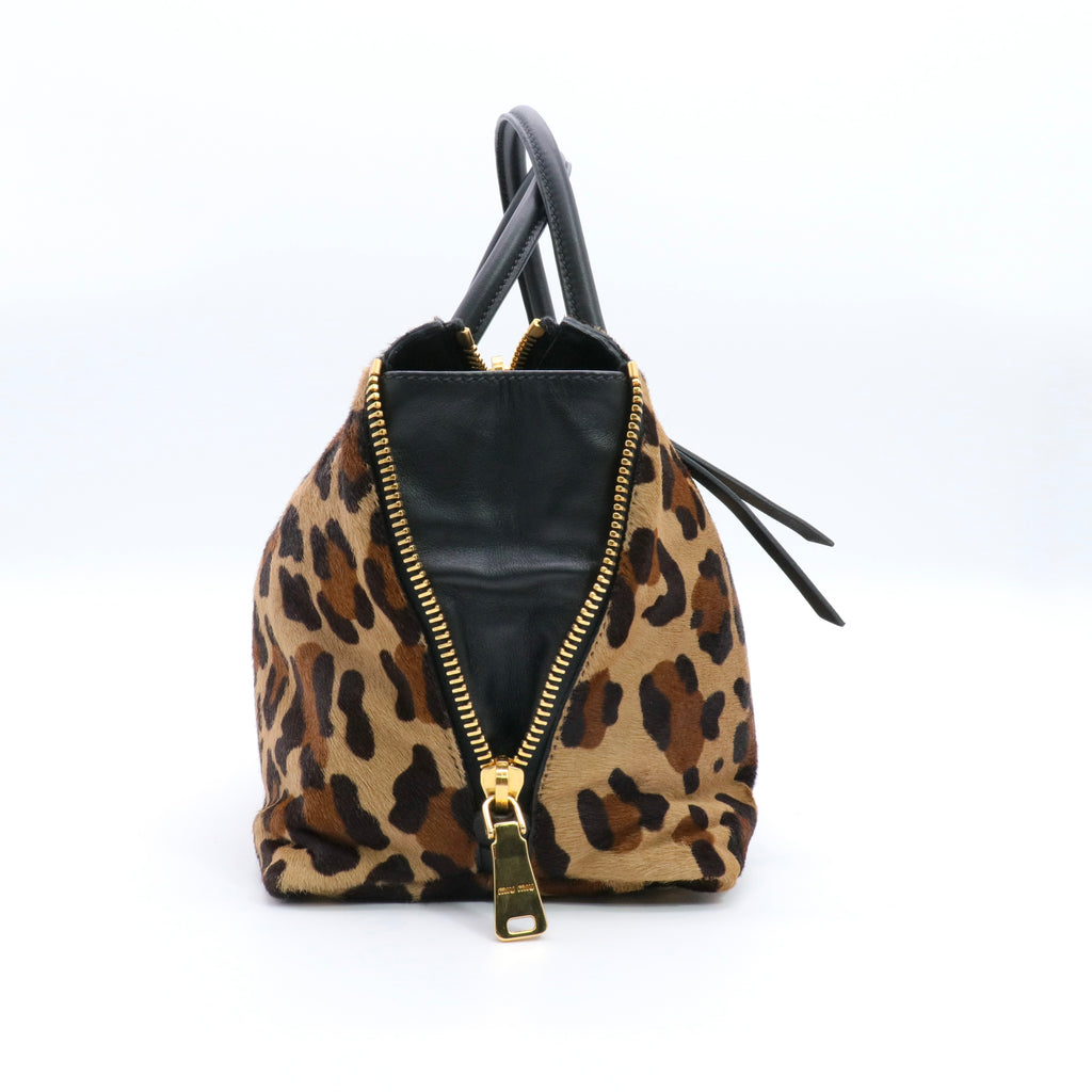 Cavallino Leopard-Print Calf Hair Small Bowler Bag twins