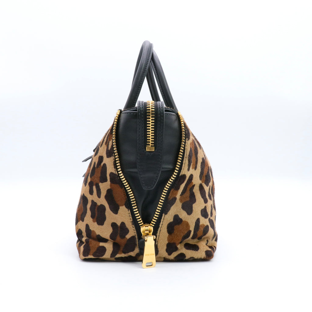 Cavallino Leopard-Print Calf Hair Small Bowler Bag twins