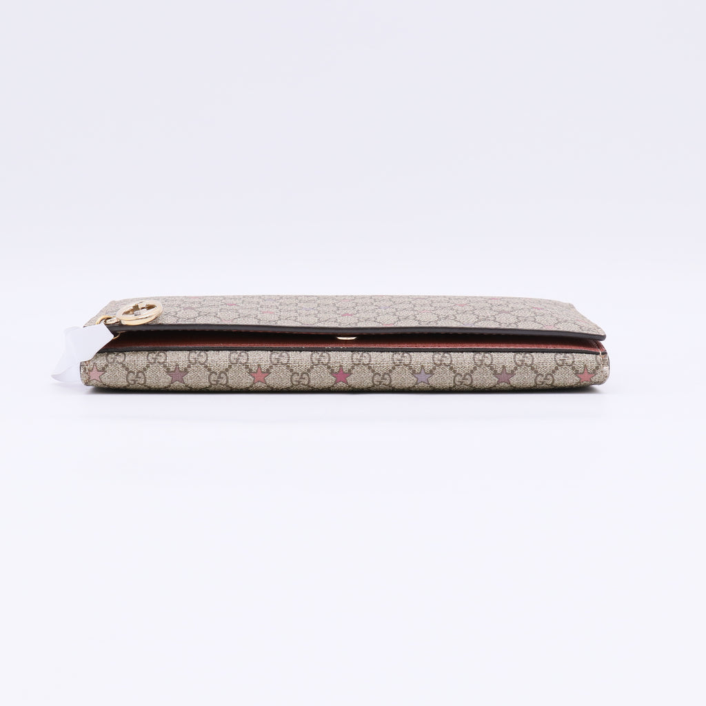 Gucci Beige/Brown GG Canvas Stars Print Continental Wallet W22595