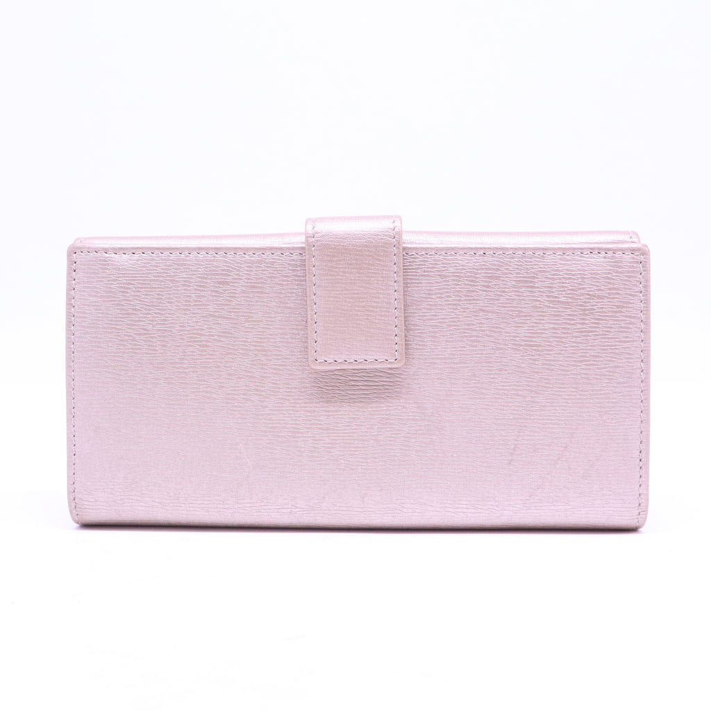 Lovely heart continental wallet in pink metallic leather W20694
