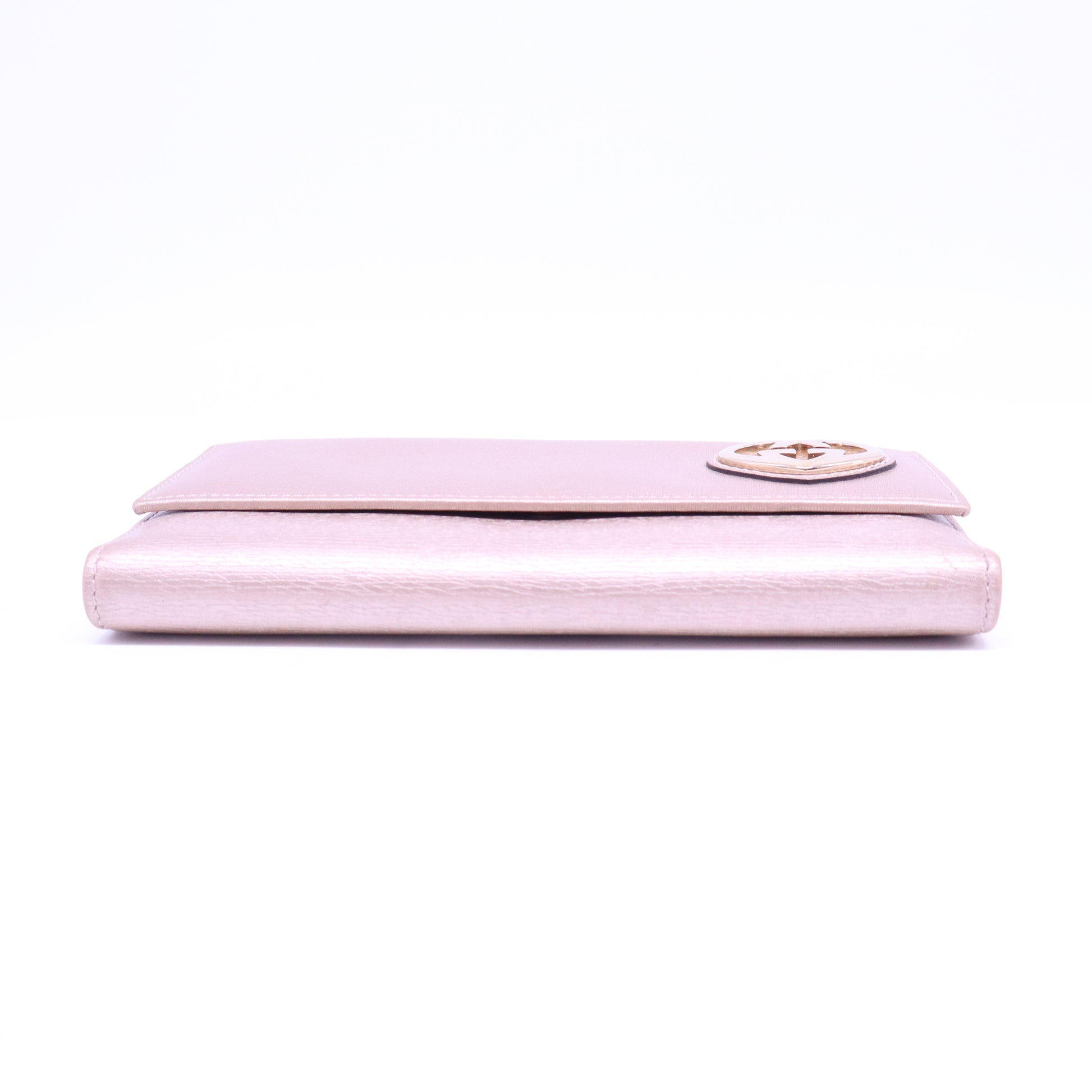 Lovely heart continental wallet in pink metallic leather W20694