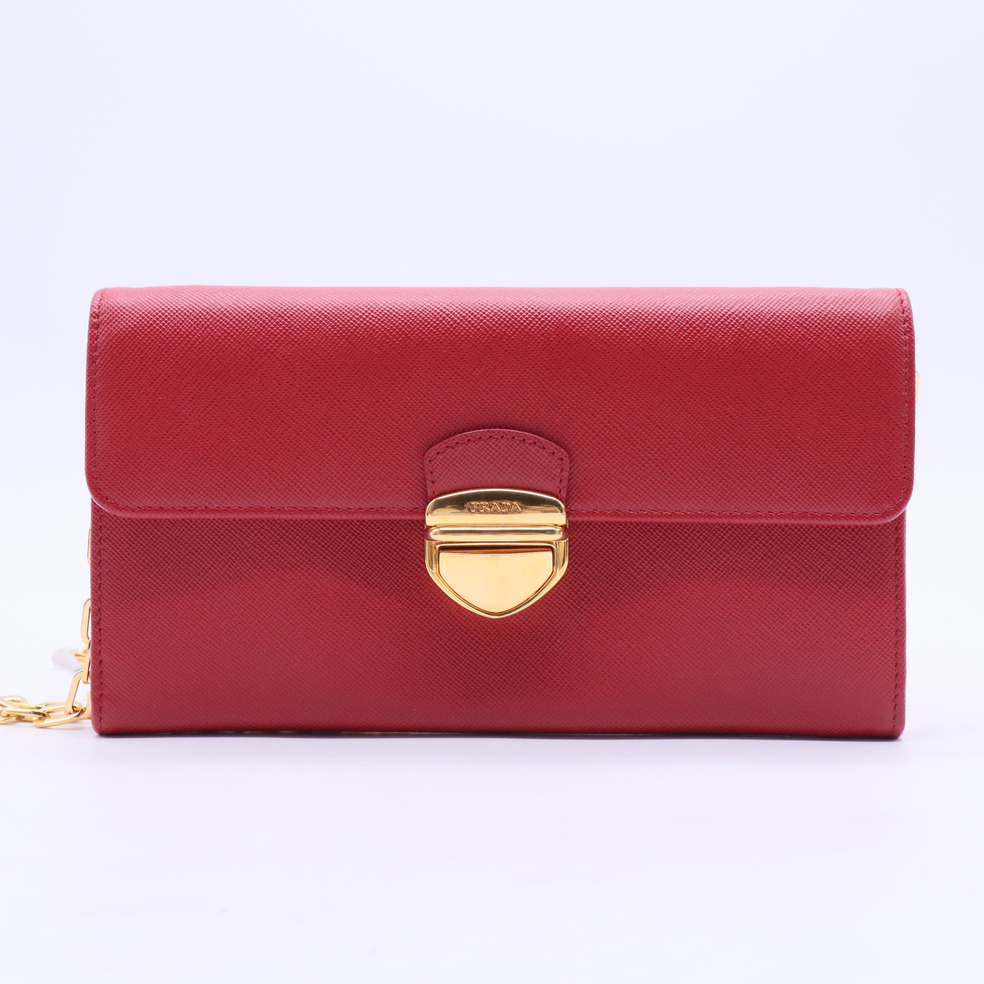 Red Saffiano Tuc Leather Pushlock Continental Flap Wallet W20311