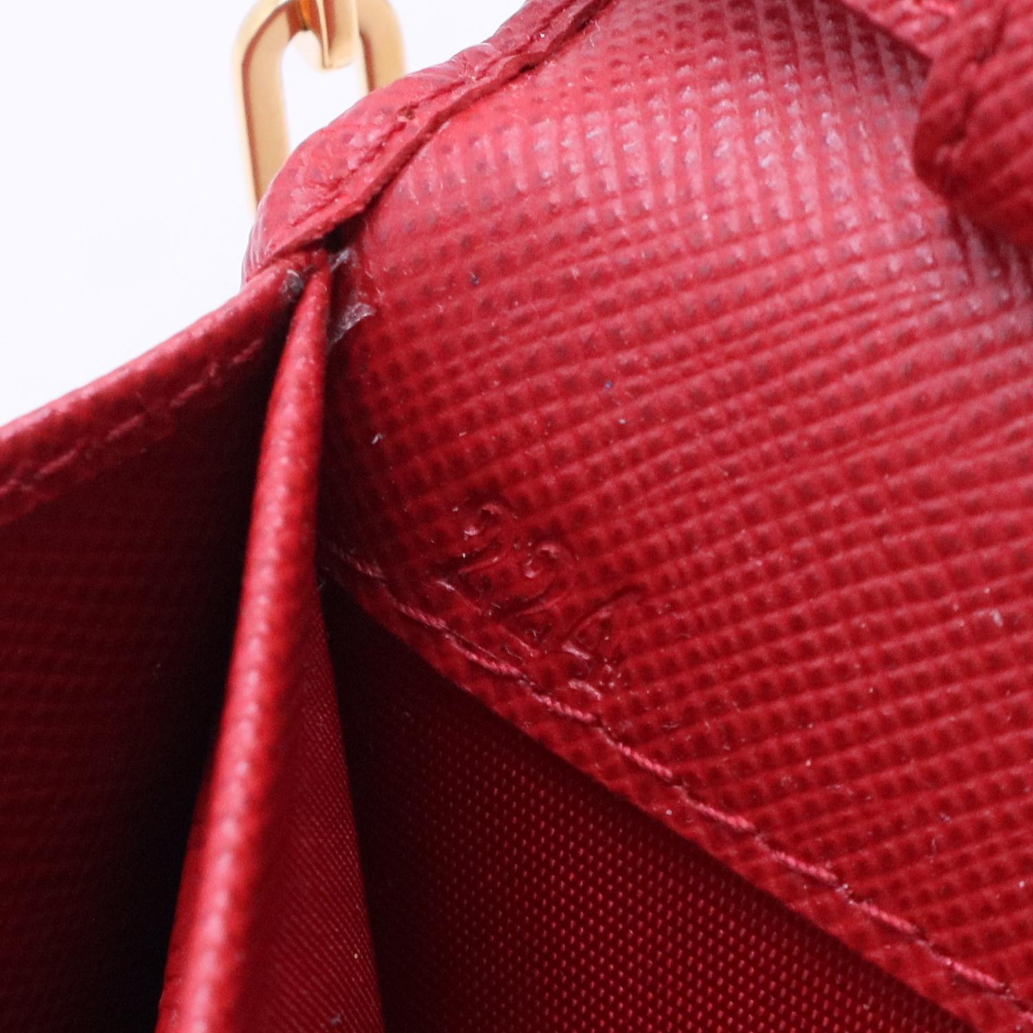 Red Saffiano Tuc Leather Pushlock Continental Flap Wallet W20311