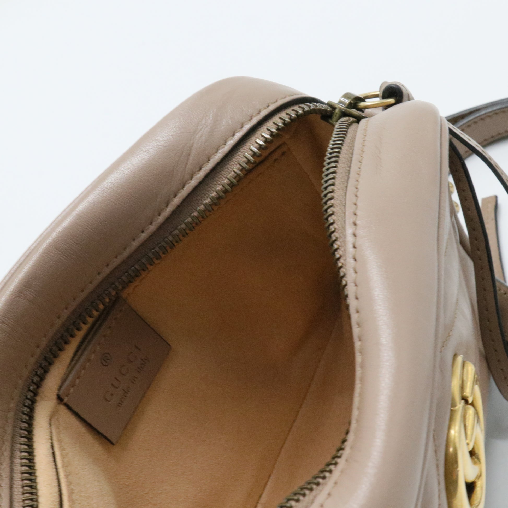 Calfskin Matelasse Mini GG Marmont Chain Shoulder Bag Porcelain Rose