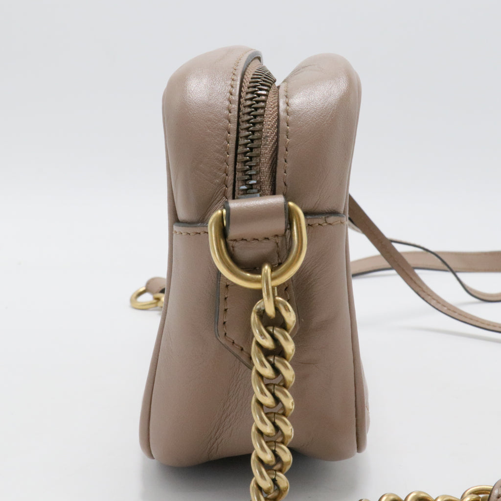 Calfskin Matelasse Mini GG Marmont Chain Shoulder Bag Porcelain Rose