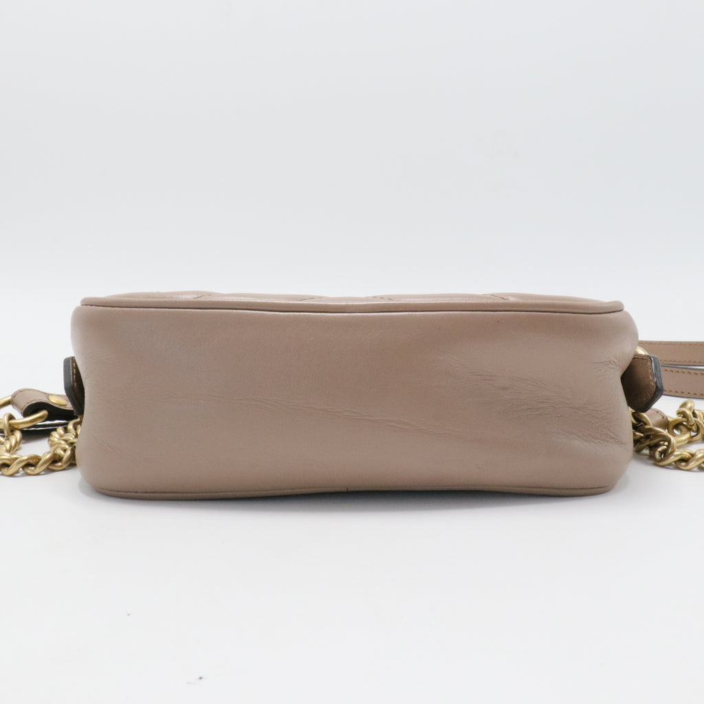 Calfskin Matelasse Mini GG Marmont Chain Shoulder Bag Porcelain Rose