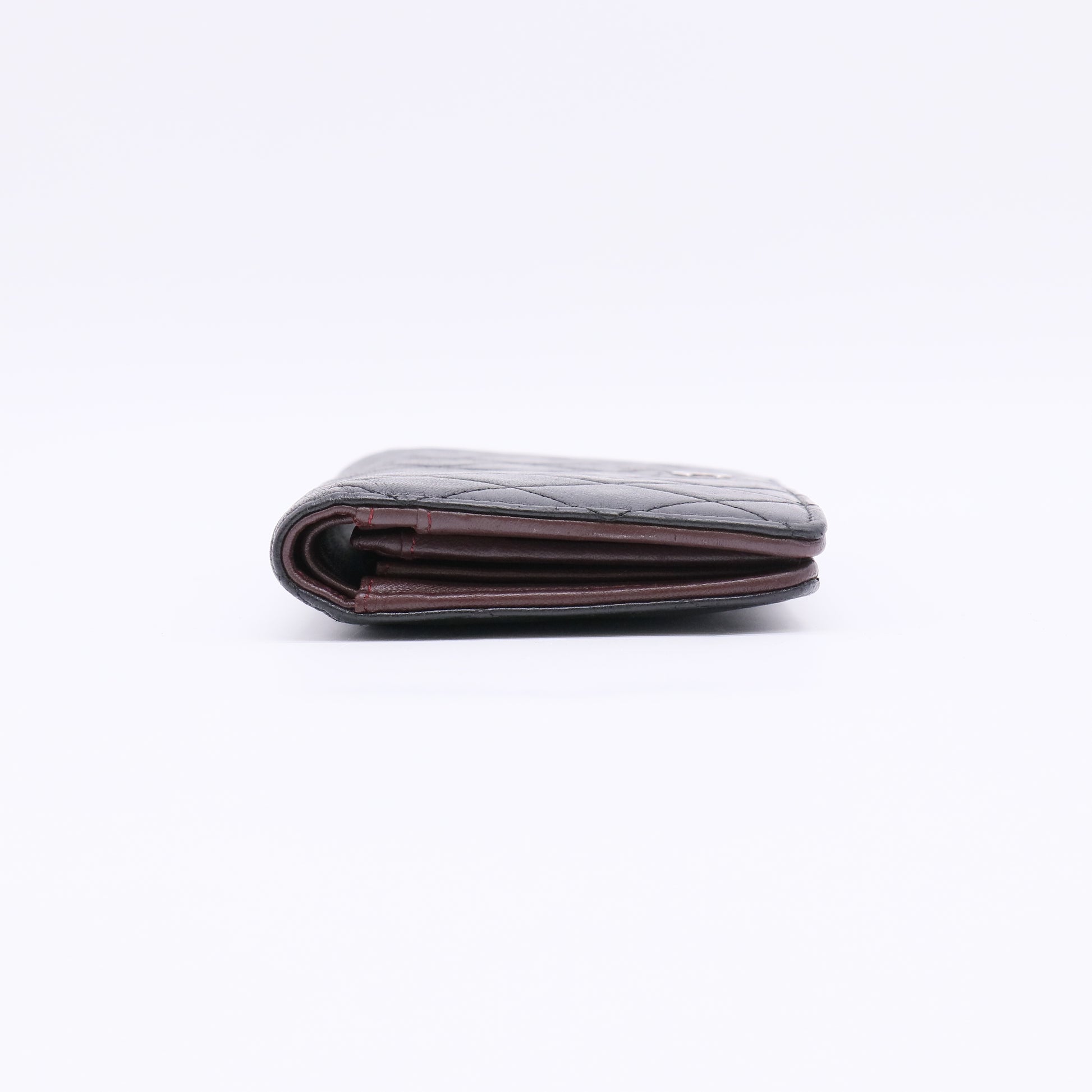 Black Calf Leather Quilted Timeless Bifold Long Wallet W22503