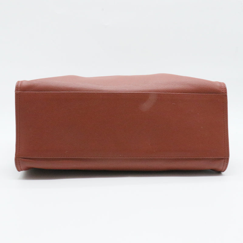 Bar Frame Top Handle Flap Bag Leather with Intrecciato Detail