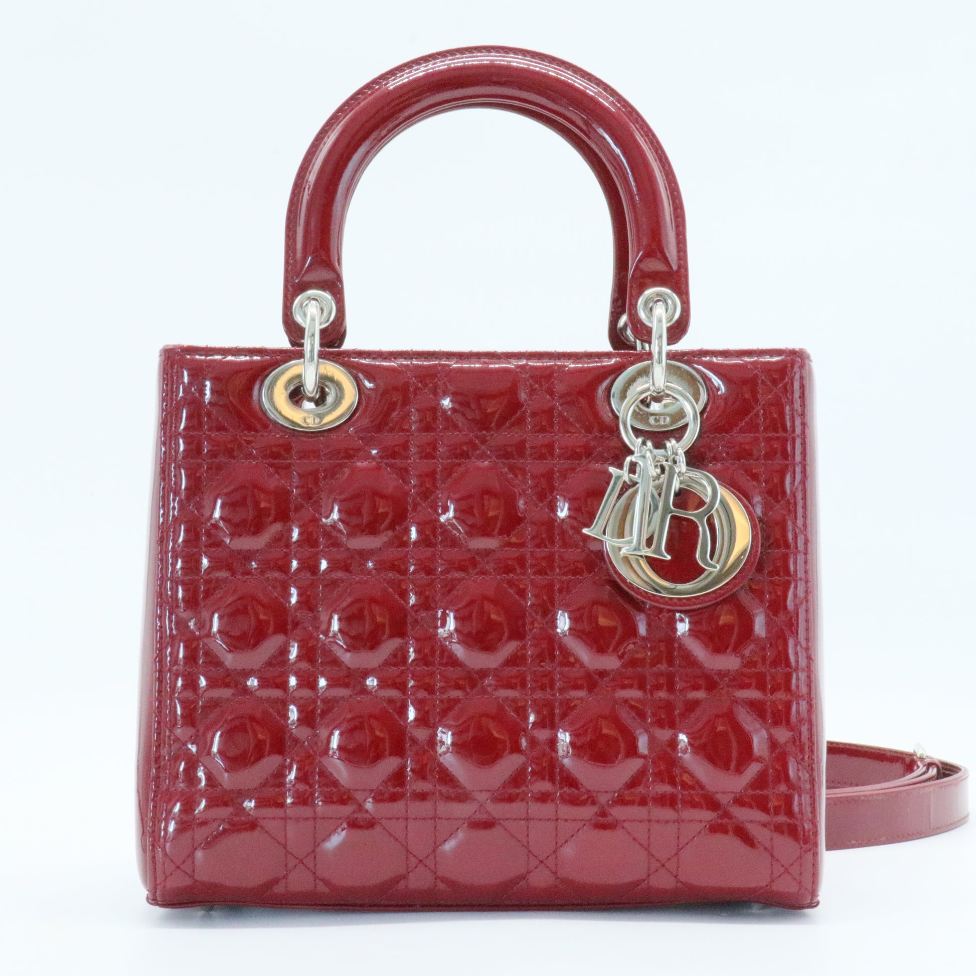 Lady Dior Bag Cannage Quilt Patent Medium