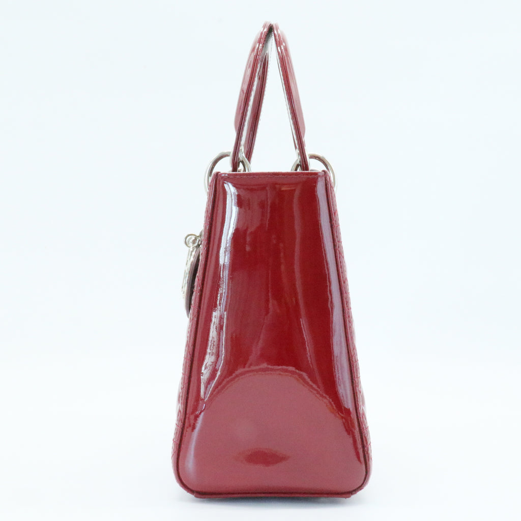Lady Dior Bag Cannage Quilt Patent Medium