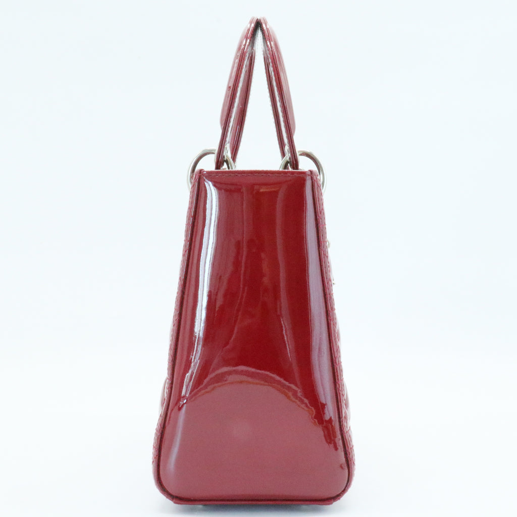 Lady Dior Bag Cannage Quilt Patent Medium