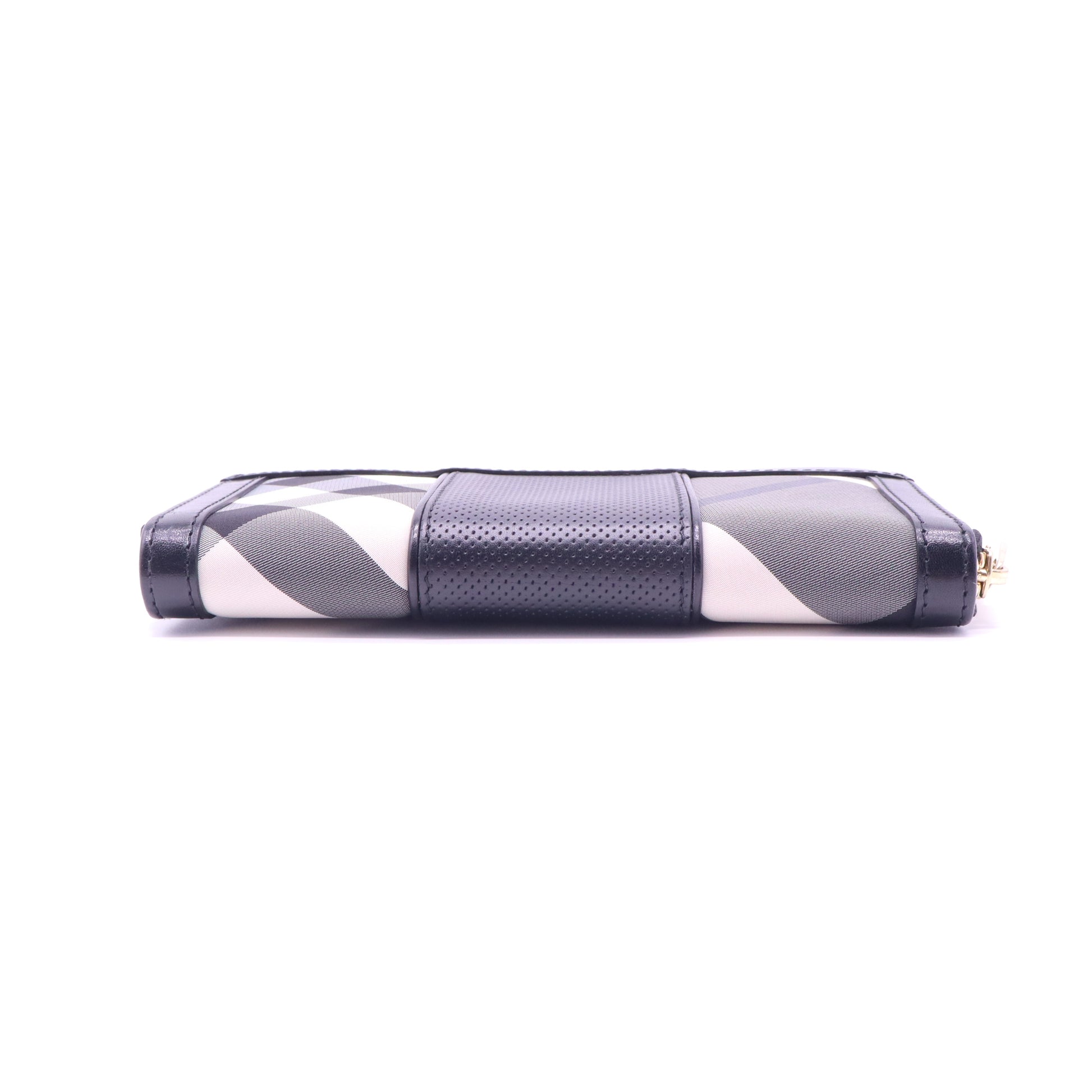 Burberry House Check Large Sartorial Ziggy Zip Around Wallet Black twins