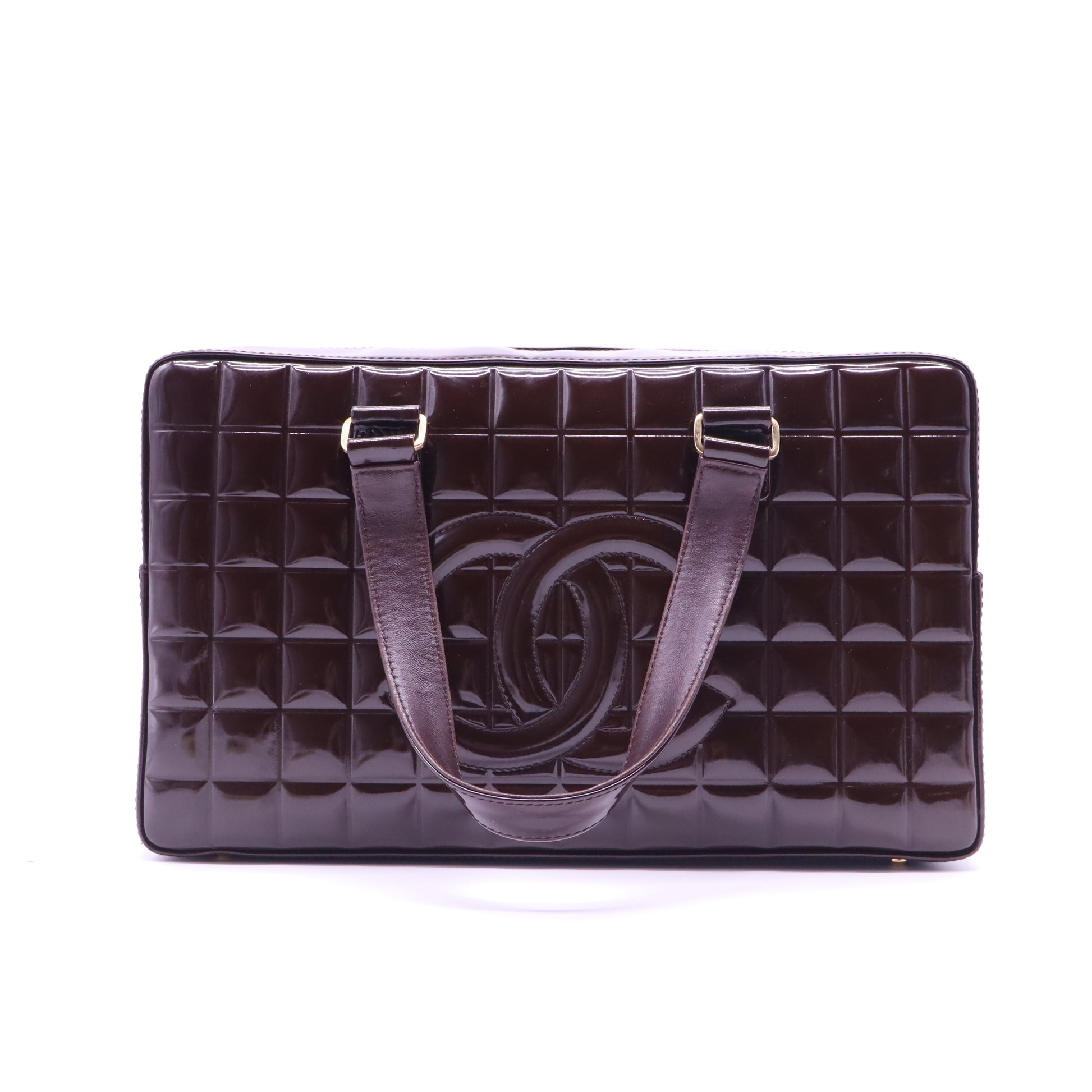 Chocolate Bar CC Bowler Bag Quilted Patent Large Twins B22176