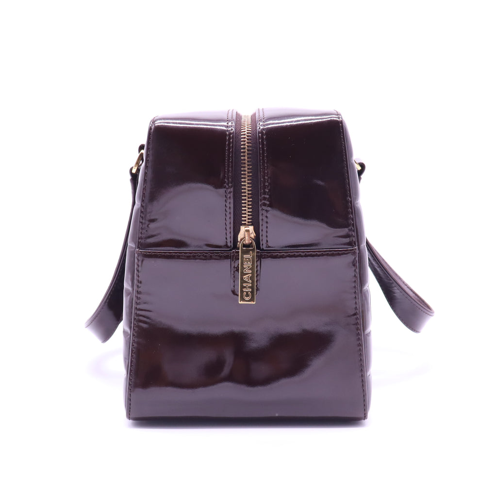 Chocolate Bar CC Bowler Bag Quilted Patent Large Twins B22176