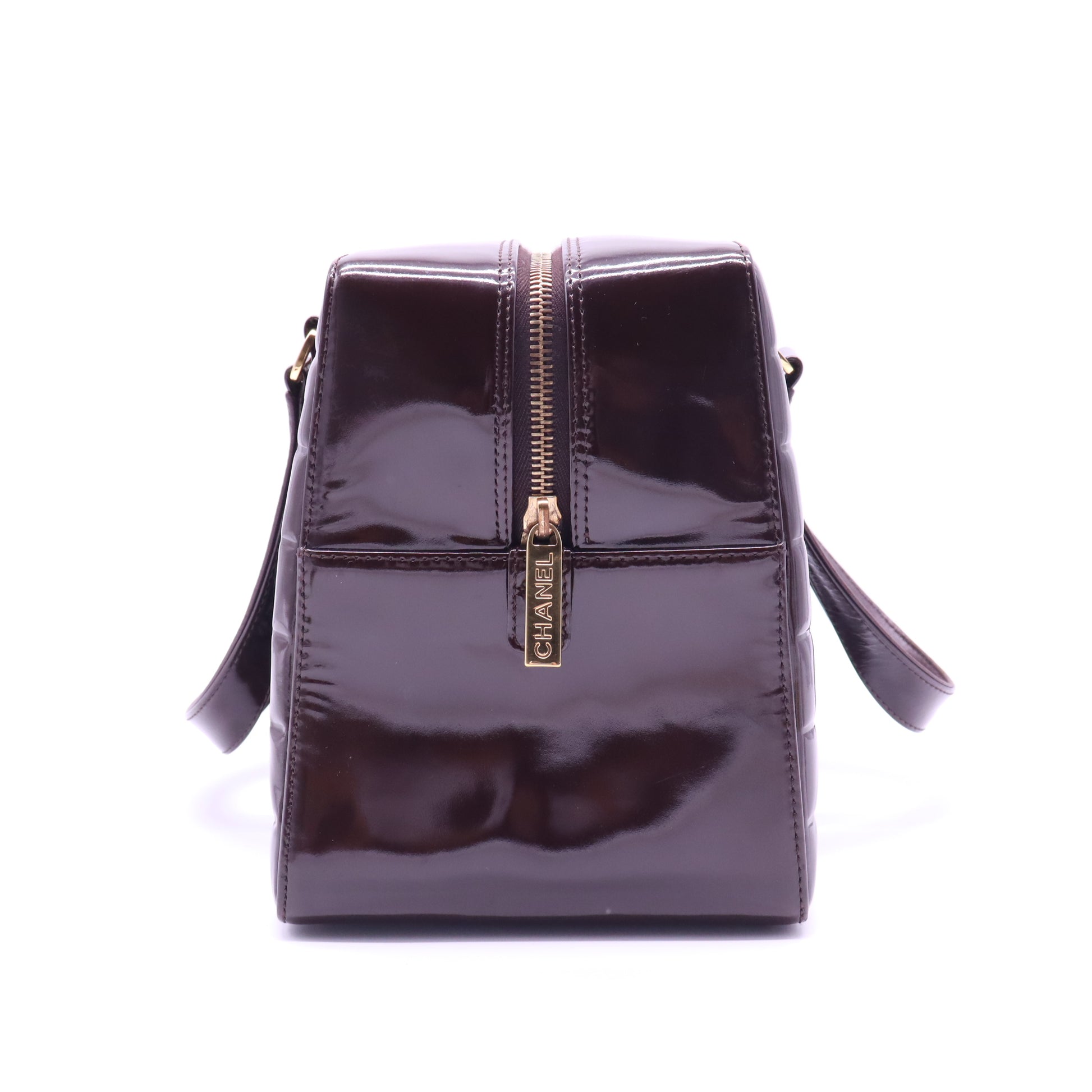 Chocolate Bar CC Bowler Bag Quilted Patent Large Twins B22176