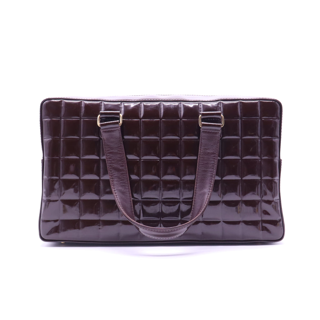 Chocolate Bar CC Bowler Bag Quilted Patent Large Twins B22176