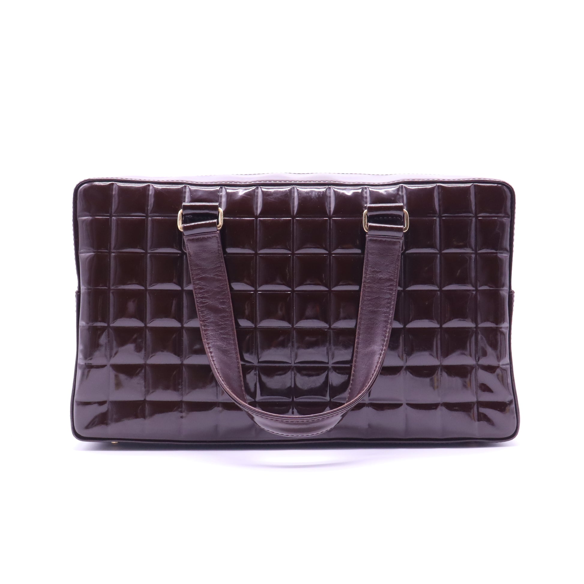 Chocolate Bar CC Bowler Bag Quilted Patent Large Twins B22176