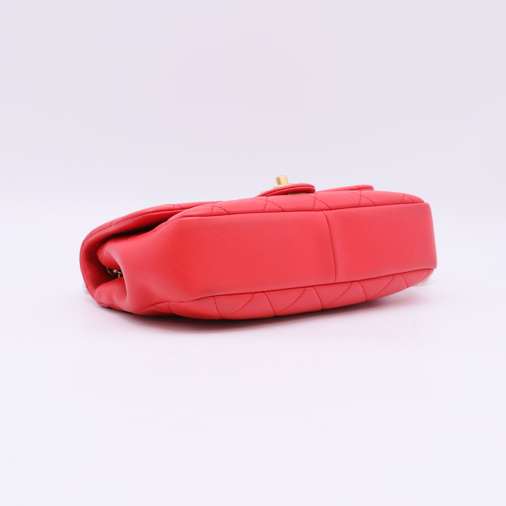 Chanel Red Quilted Lambskin Leather Medium In The Loop Bag  twins LDJ5577