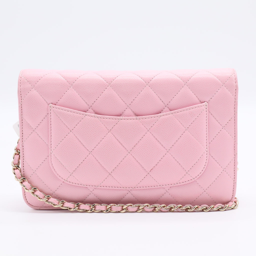 Crystal Woven CC Wallet on Chain Quilted Caviar Twins LDJ2778