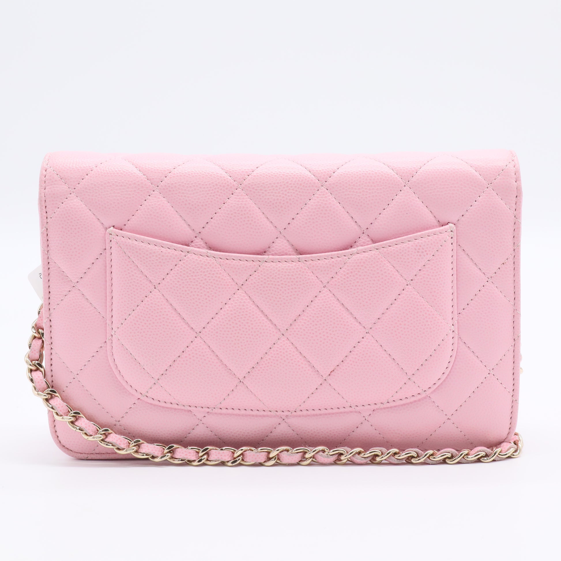 Crystal Woven CC Wallet on Chain Quilted Caviar Twins LDJ2778