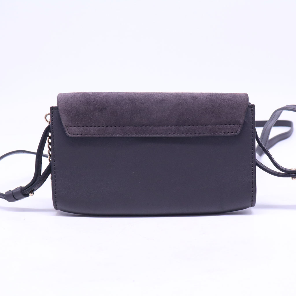 Suede Calfskin Mini Faye Shoulder Bag Carbon  B21092