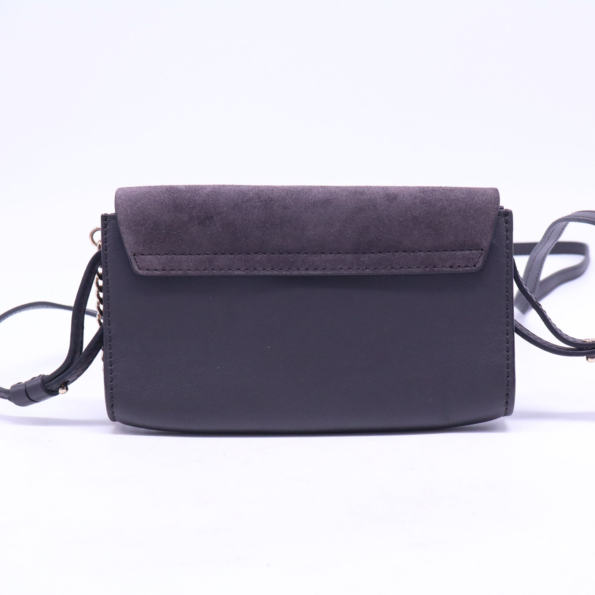 Suede Calfskin Mini Faye Shoulder Bag Carbon  B21092