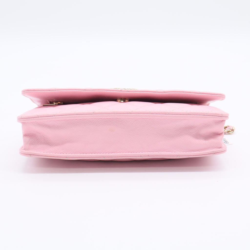 Crystal Woven CC Wallet on Chain Quilted Caviar Twins LDJ2778
