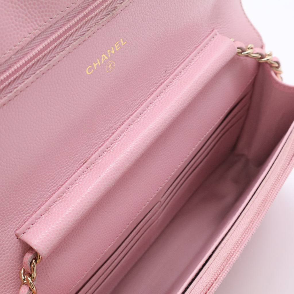 Crystal Woven CC Wallet on Chain Quilted Caviar Twins LDJ2778