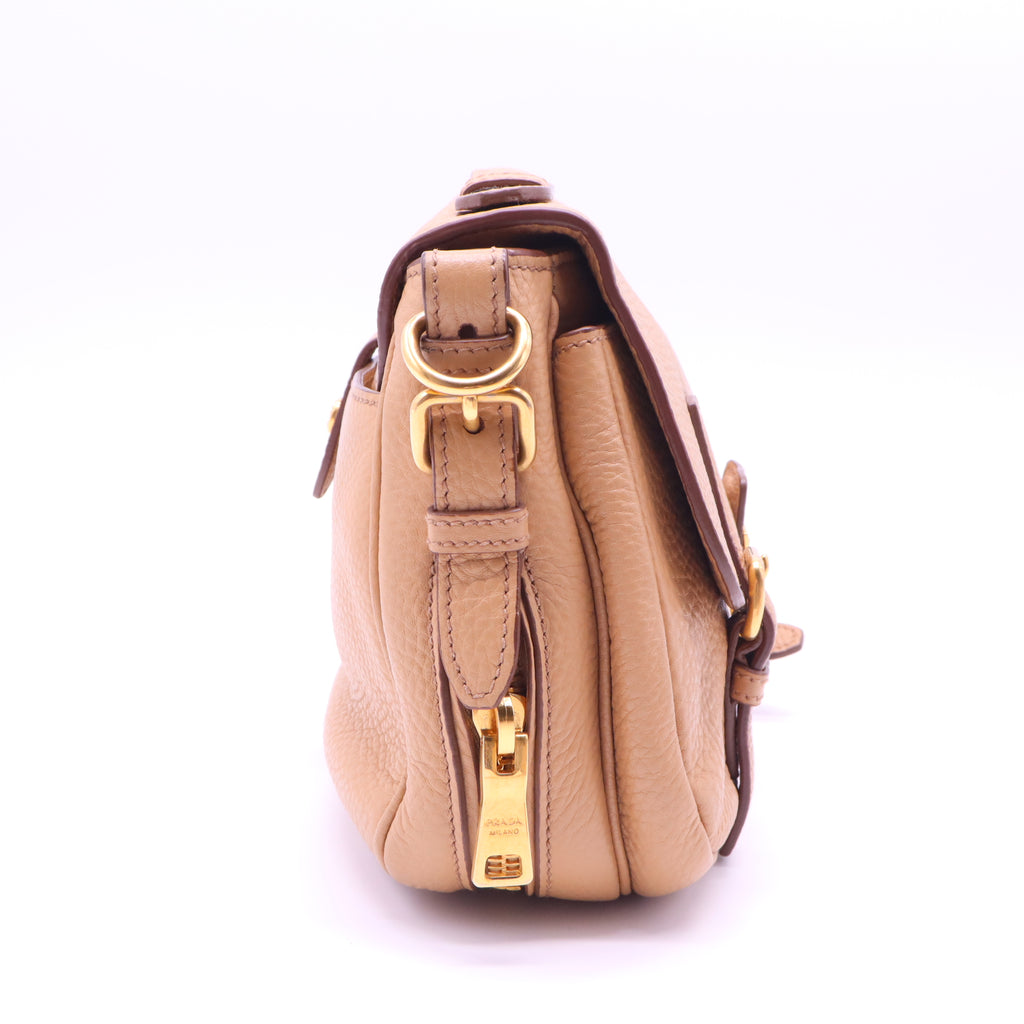 Prada Vitello Daino Push Lock Messenger Bag Marine twins B21504