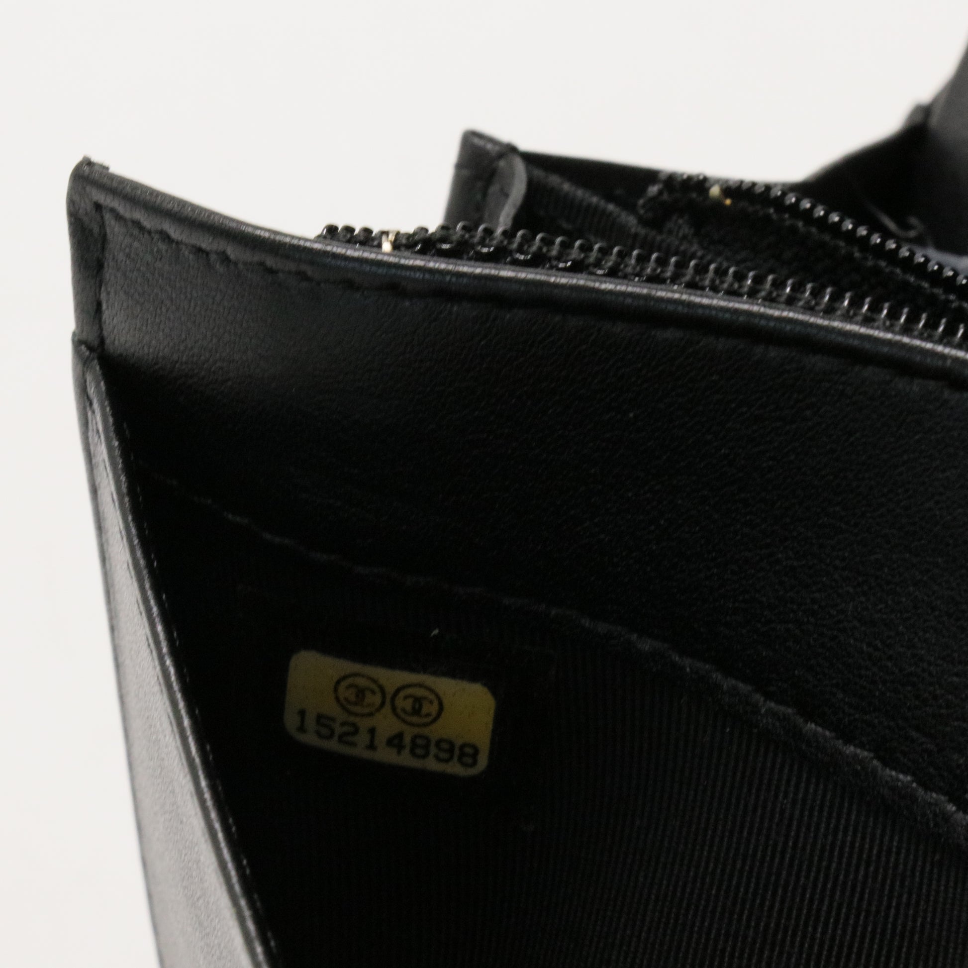 Patent Calfskin Quilted Yen Wallet Black