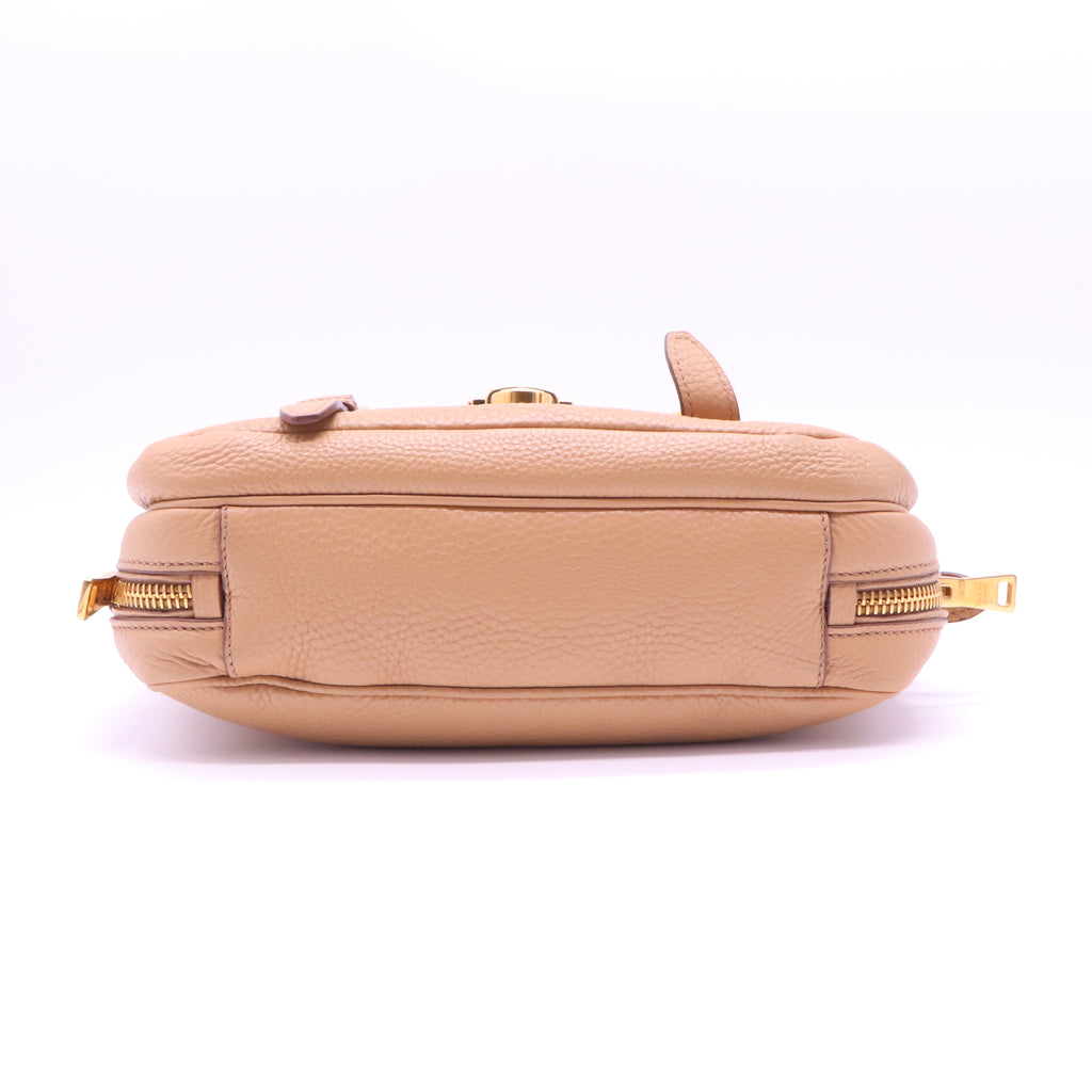 Prada Vitello Daino Push Lock Messenger Bag Marine twins B21504