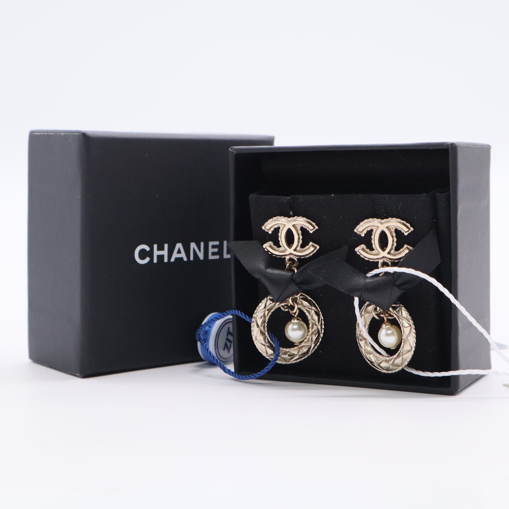 Chanel Bow and Pearl Double C Earrings LDJ2786 twins