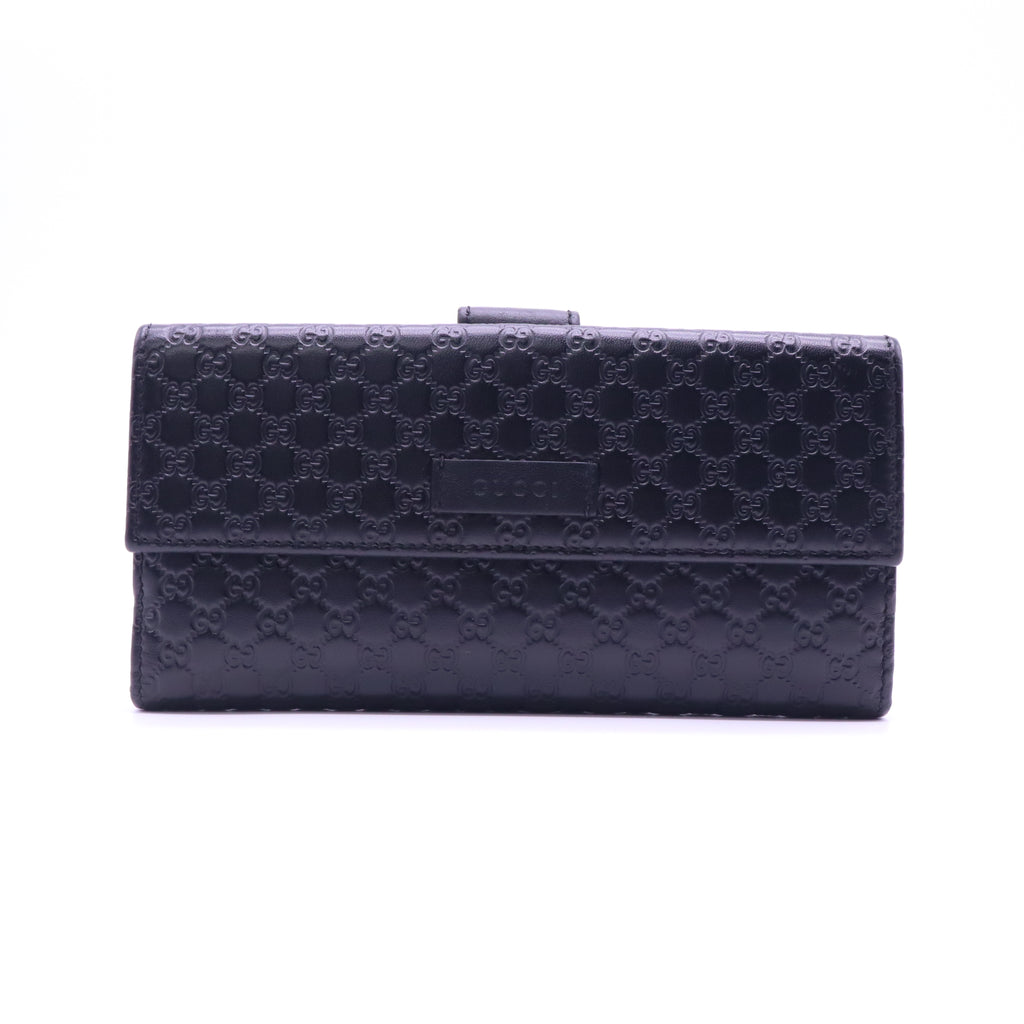 Gucci Microguccissima Leather Black Continental Flap Wallet W21480