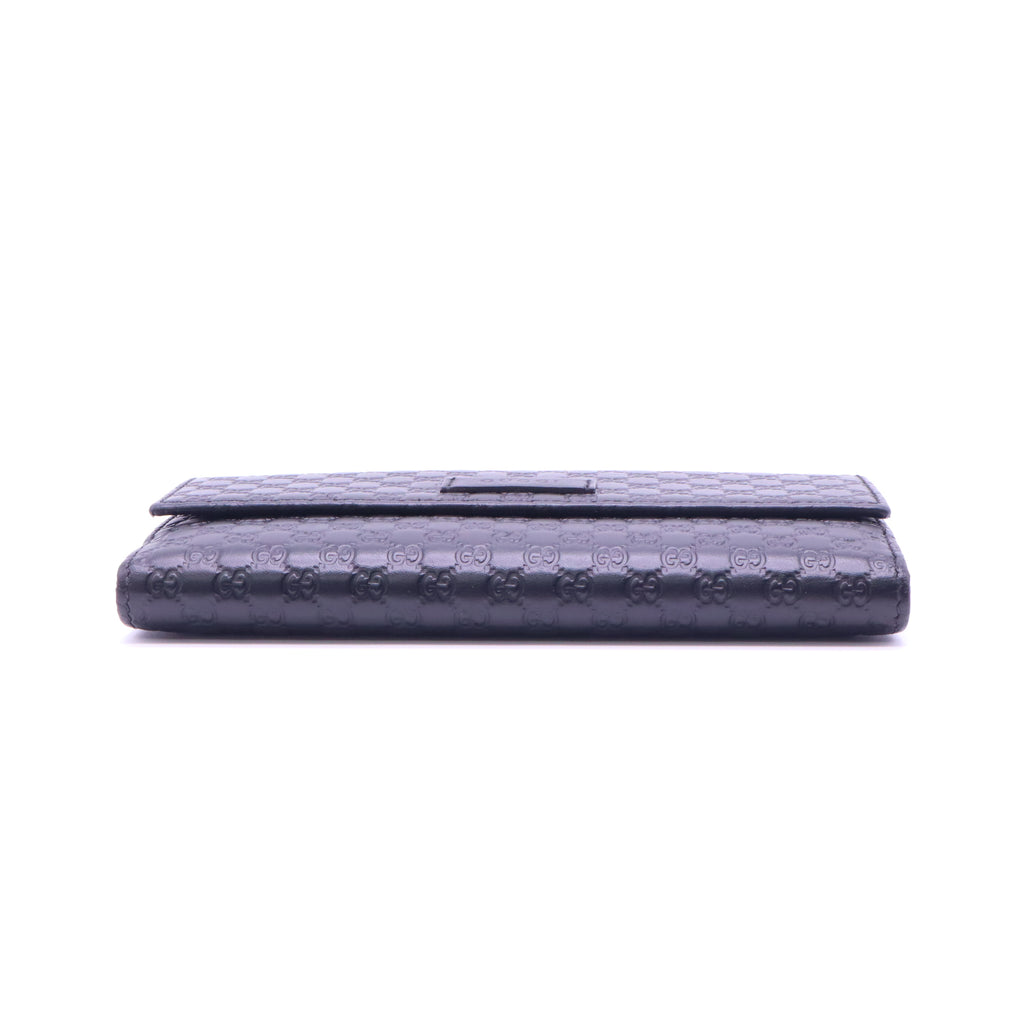 Gucci Microguccissima Leather Black Continental Flap Wallet W21480